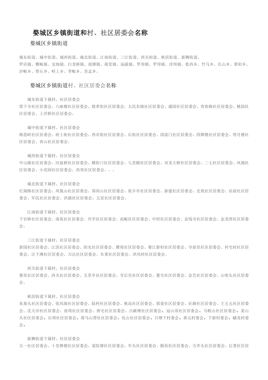 婺城区乡镇街道和村、社区居委会名称_第1页