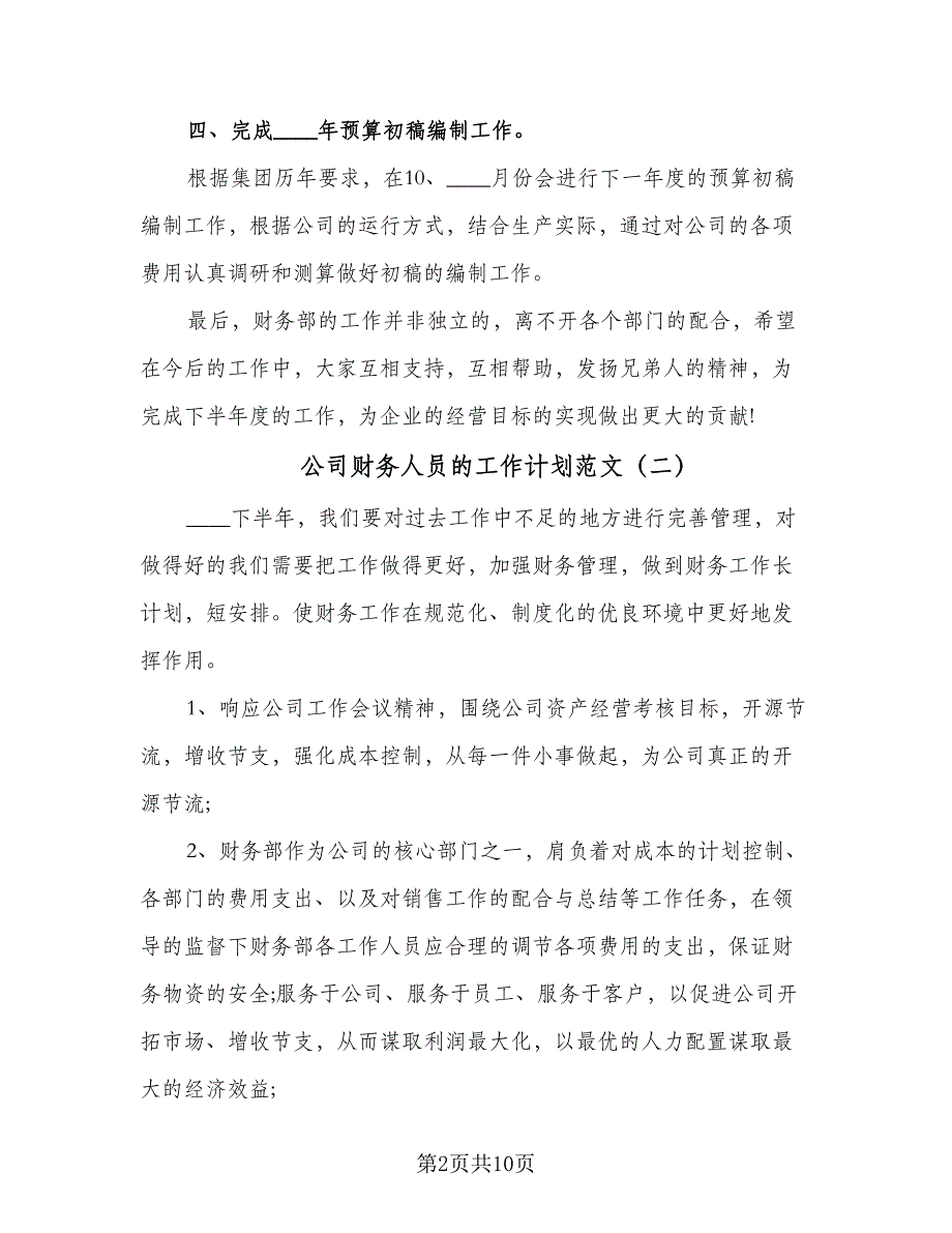 公司财务人员的工作计划范文（四篇）.doc_第2页