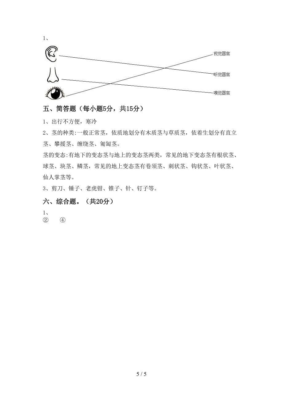 大象版二年级科学上册期中模拟考试一.doc_第5页