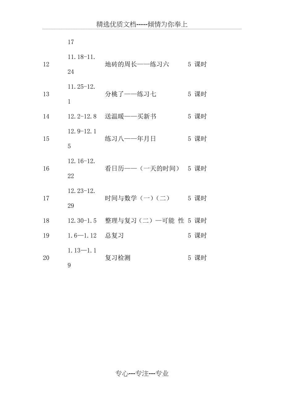 北师大版三年级上册数学教学计划_第5页