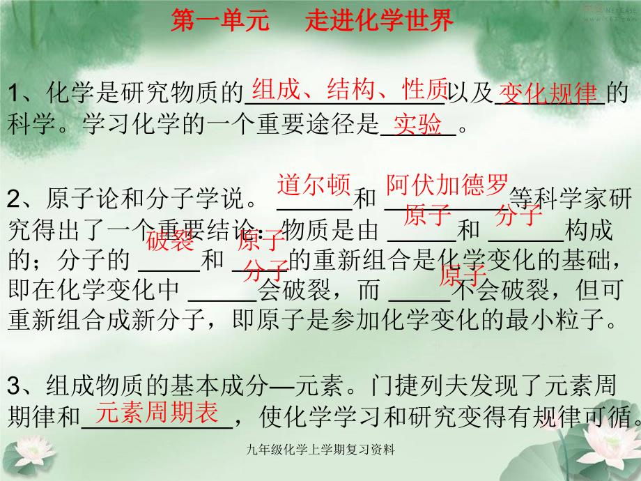 九年级化学上学期复习资料_第1页