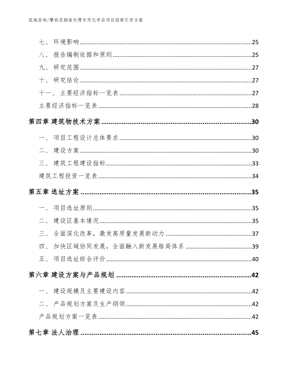 攀枝花铜面处理专用化学品项目招商引资方案_范文参考_第2页