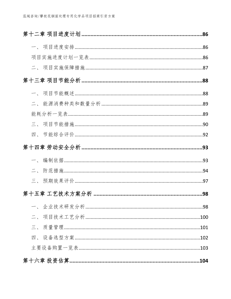 攀枝花铜面处理专用化学品项目招商引资方案_范文参考_第4页