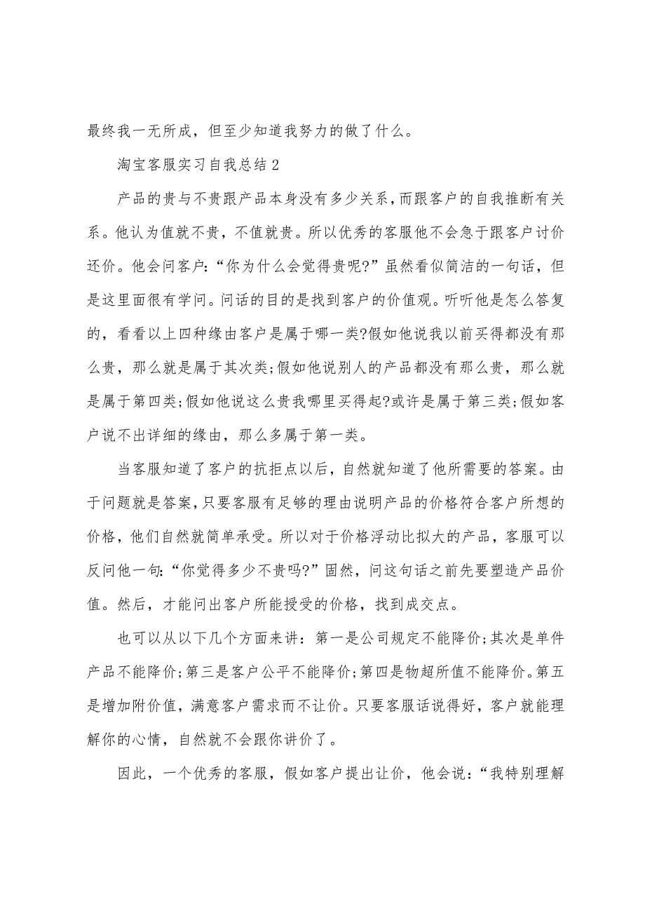 淘宝客服实习自我总结5篇范文.doc_第5页