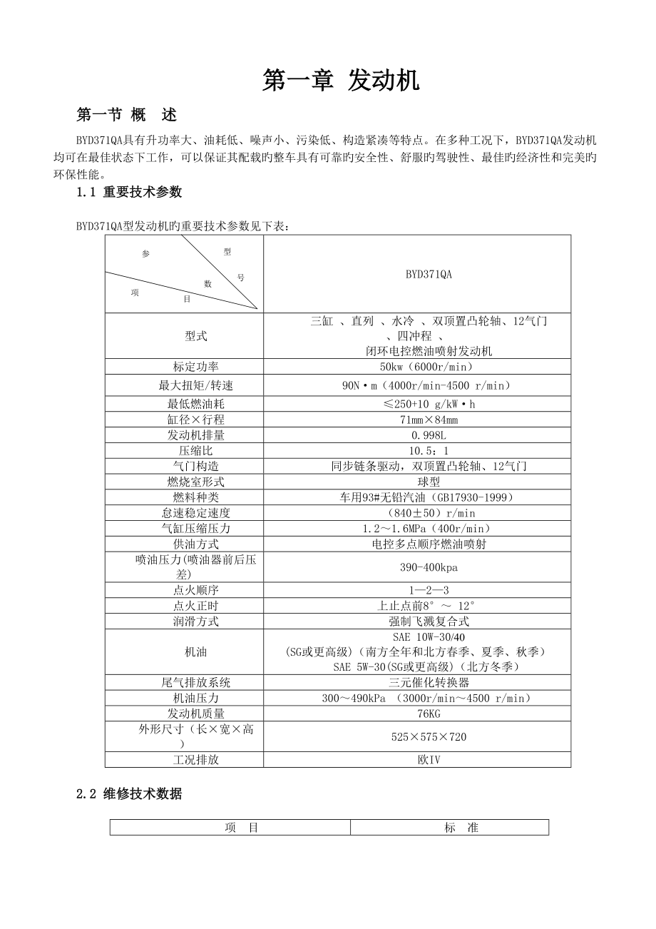 比亚迪F0维修标准手册_第1页