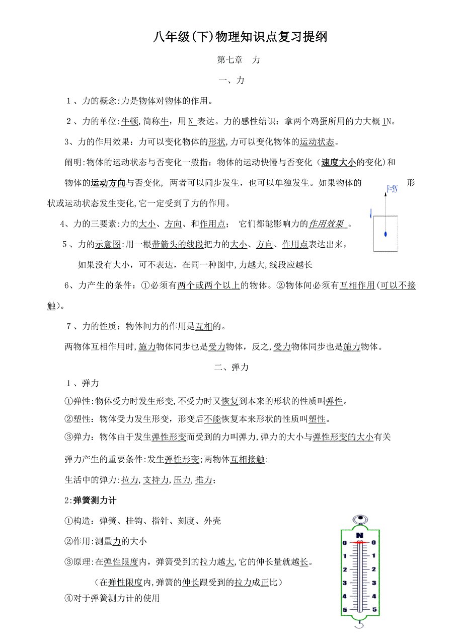 初二下册物理期中复习资料_第1页