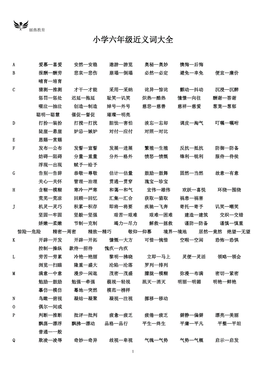 小学六年级语文近义词大全.doc_第1页