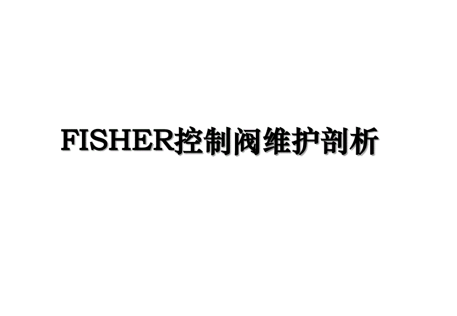 FISHER控制阀维护剖析_第1页