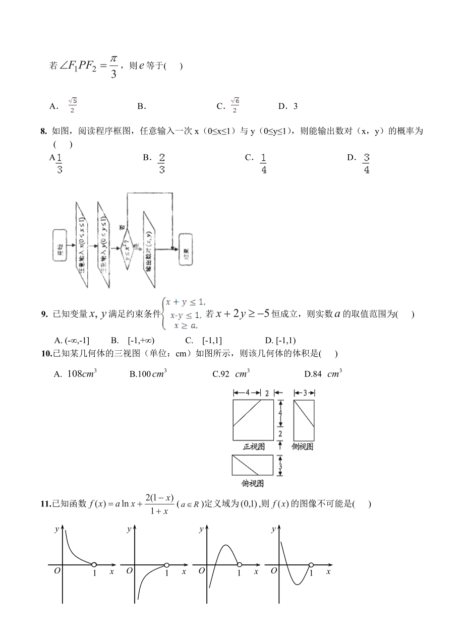 新编江西南昌十所重点中学高三二模冲刺数学理试题一及答案_第2页