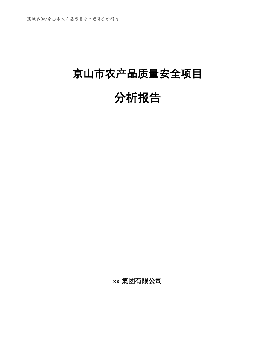 京山市农产品质量安全项目分析报告_模板范本_第1页