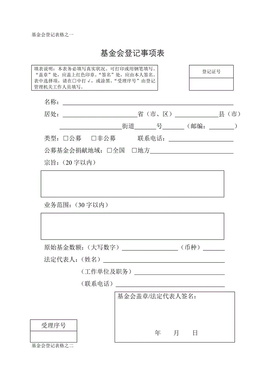 基金会登记事项表_第1页