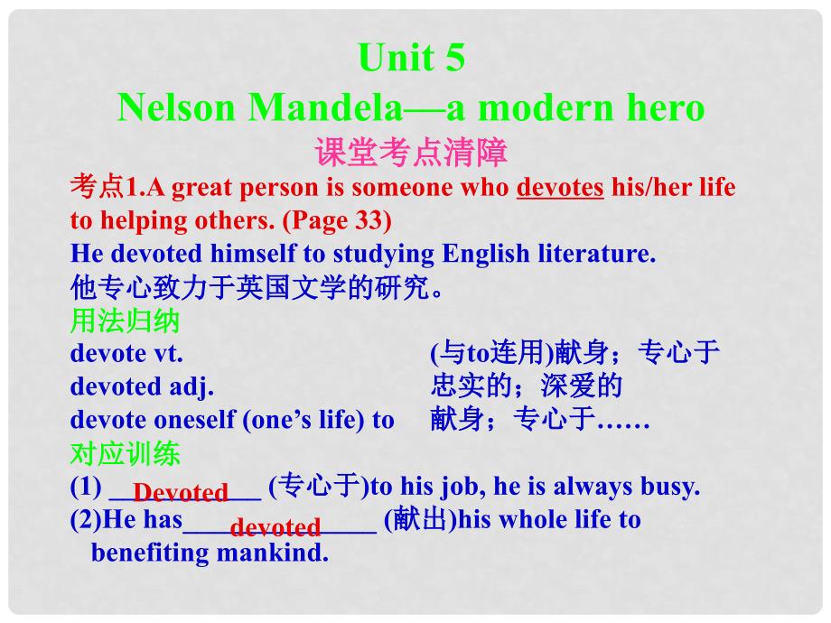 高考英语一轮复习 Unit5 Nelson mandelaa modern hero课件 新人教版必修1_第1页