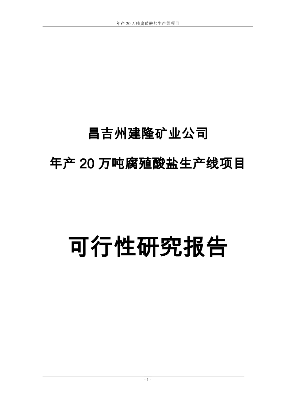 年产20万吨腐植酸盐建设项目可行性论证报告1定稿.doc_第1页