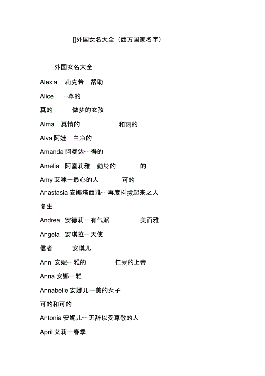 外国女名大全.docx_第1页