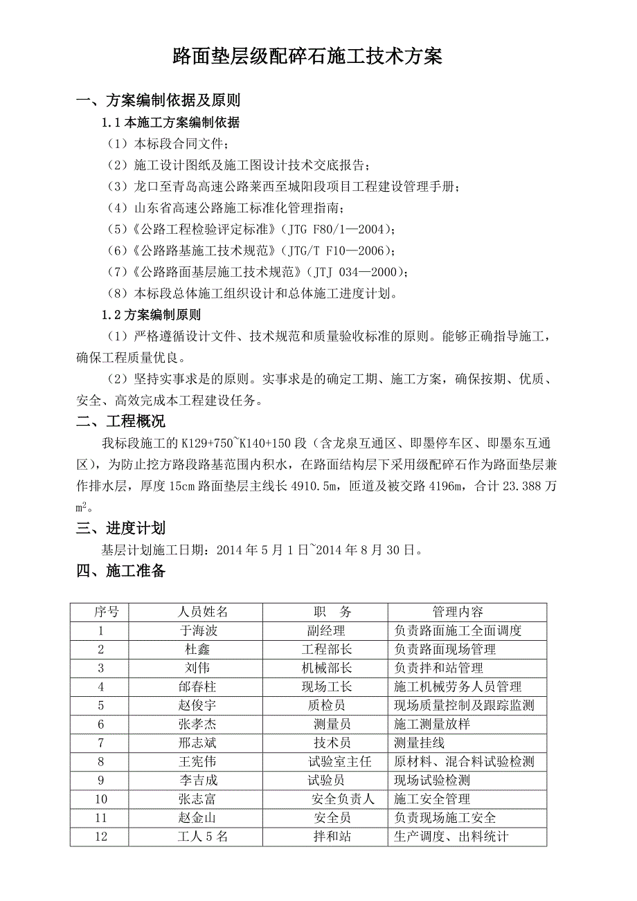 级配碎石垫层施工方案_第1页