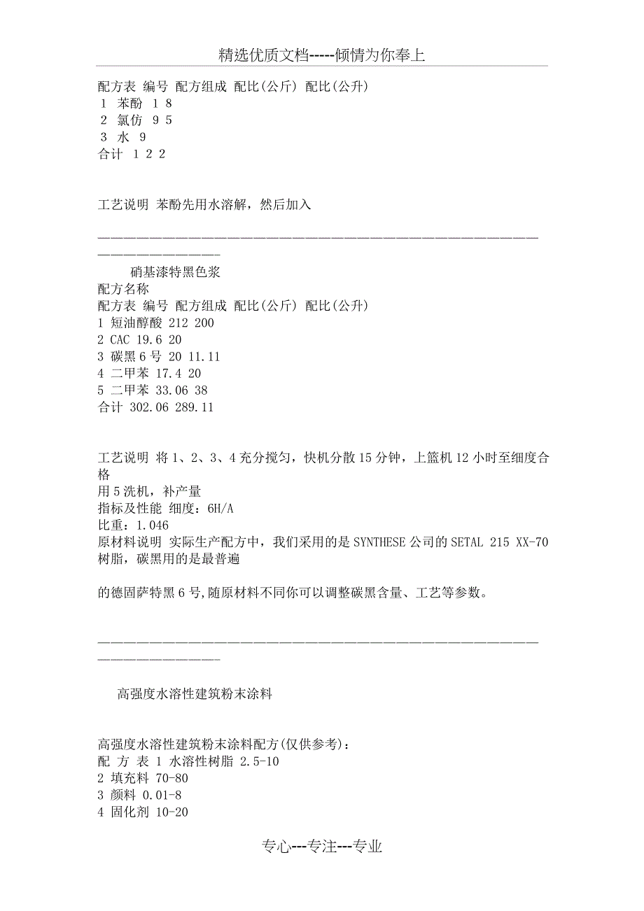 各种油漆涂料配方集锦概要_第4页