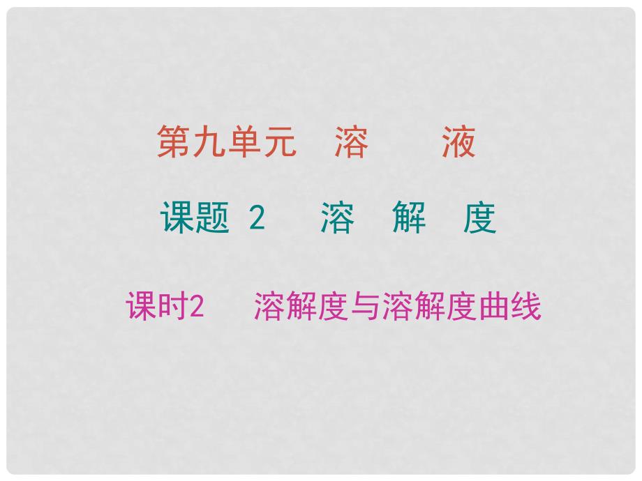 九年级化学下册 第九单元 溶液 课题2 溶解度 课时2 溶解度与溶解度曲线课件 （新版）新人教版_第1页