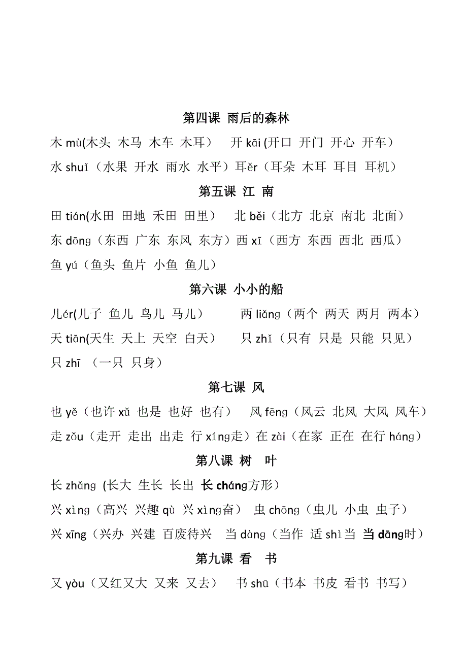 小学一年级上册语文拼音生字听写表(带拼音版)_第3页