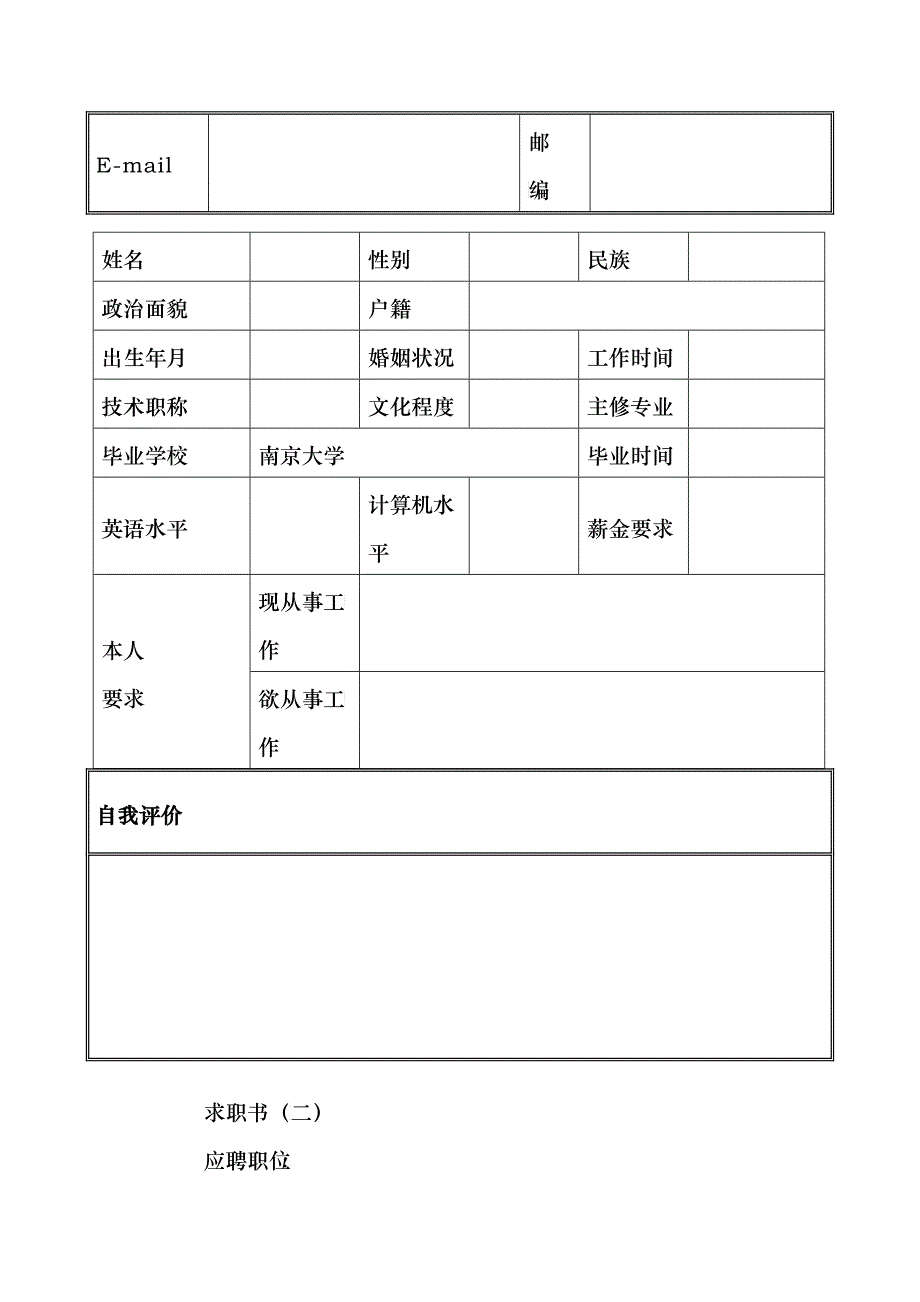 100份个人求职简历模板[1]_第2页