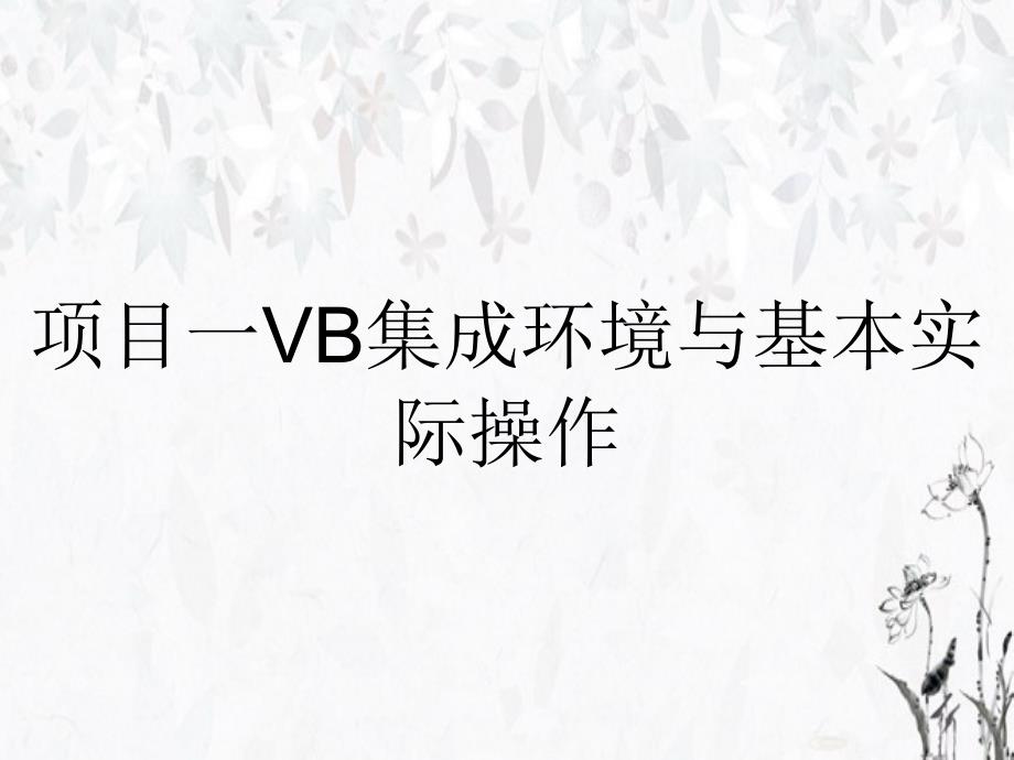 项目一VB集成环境与基本实际操作_第1页