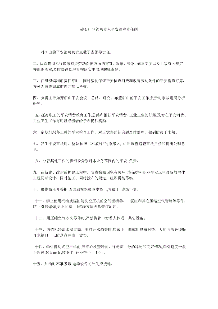 砂石厂分管负责人安全生产责任制_第1页