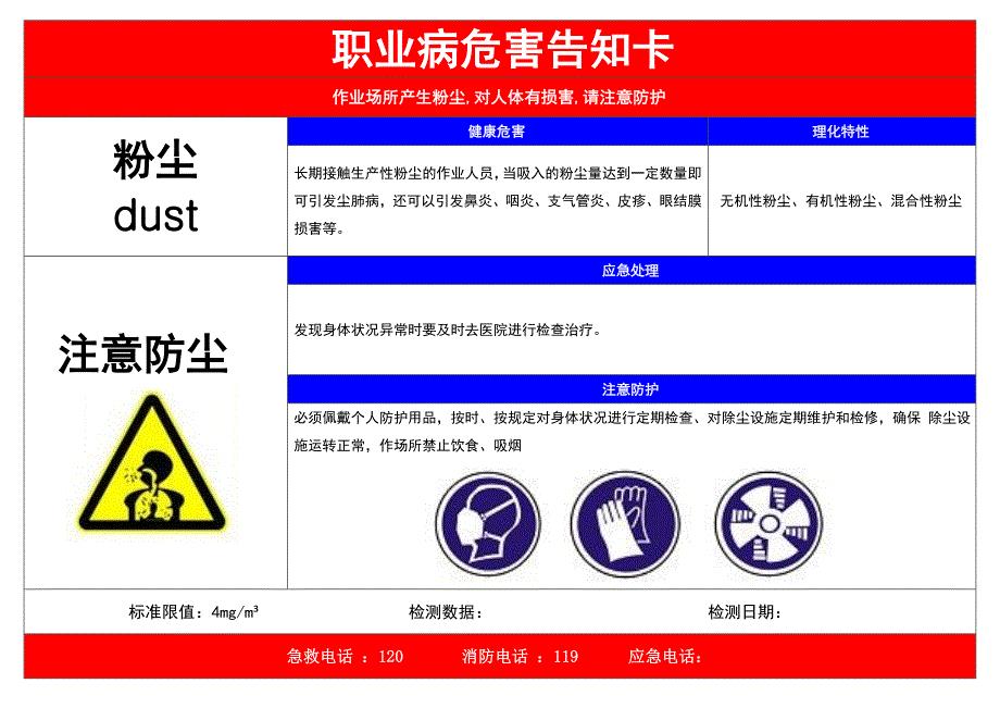 最新职业病危险因素告知卡