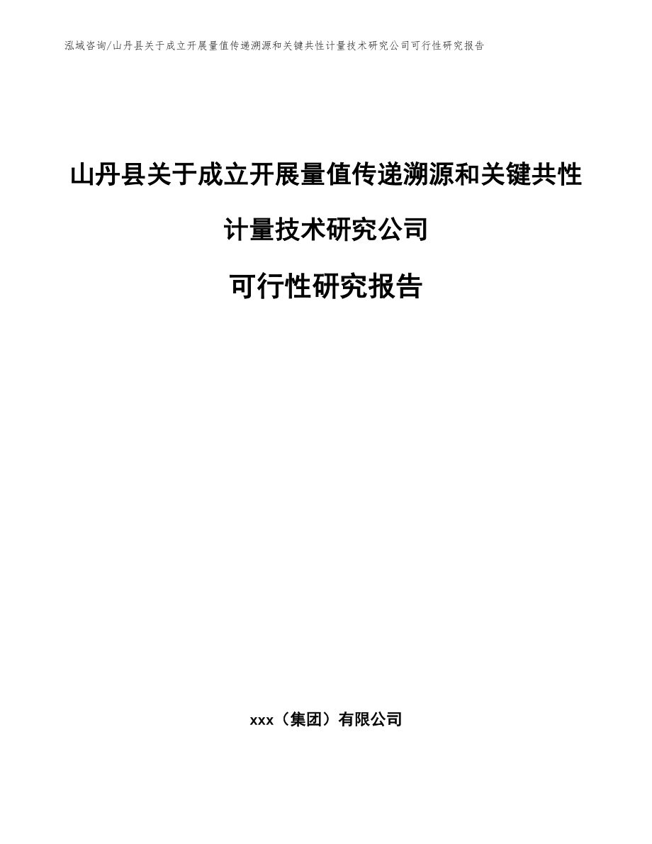 山丹县关于成立开展量值传递溯源和关键共性计量技术研究公司可行性研究报告【参考模板】_第1页