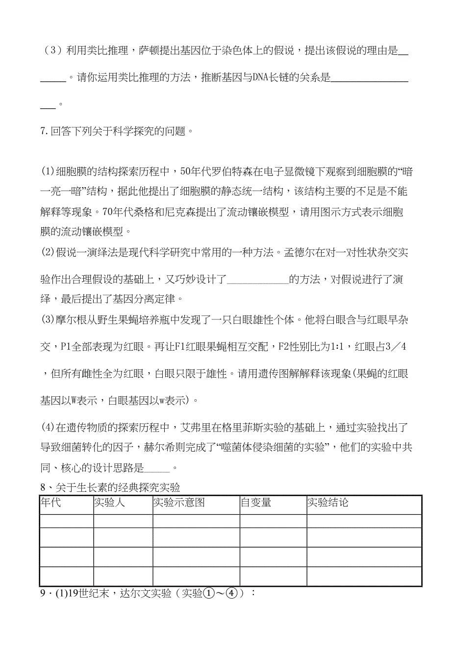 高考生物科学史的考点及能力训练_第5页