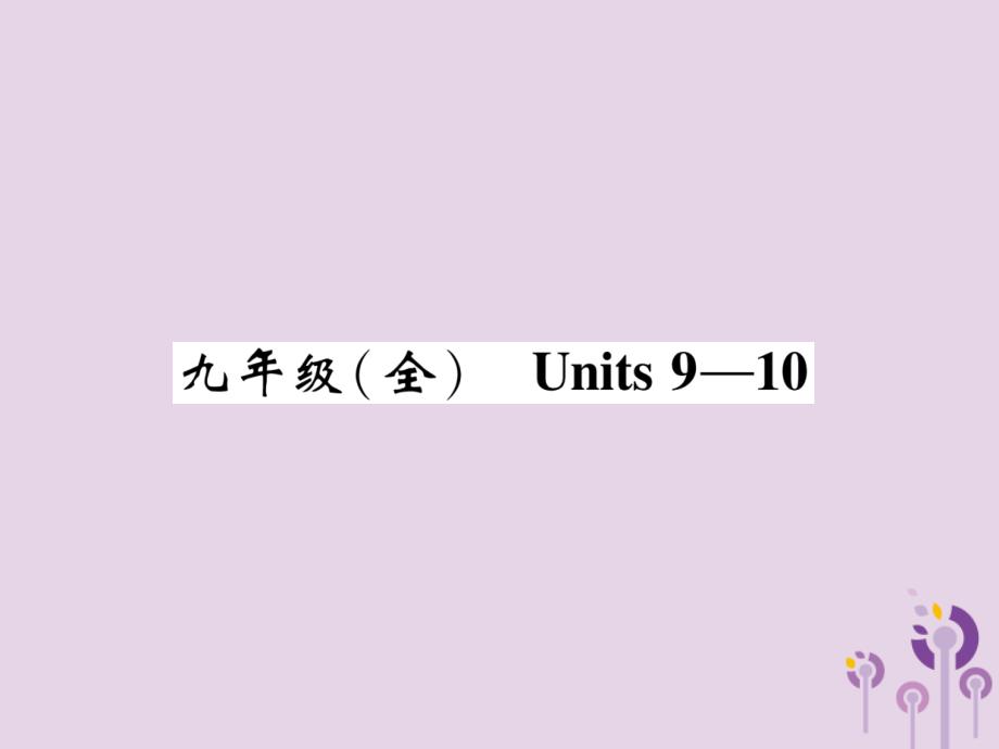 四川省南充市2019中考英语二轮复习 第一部分 教材知识梳理篇 九全 Units 9-10精讲精练课件 人教新目标版_第1页