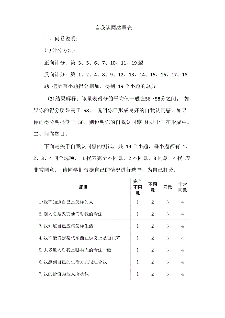 自我认同感量表(19题)_第1页