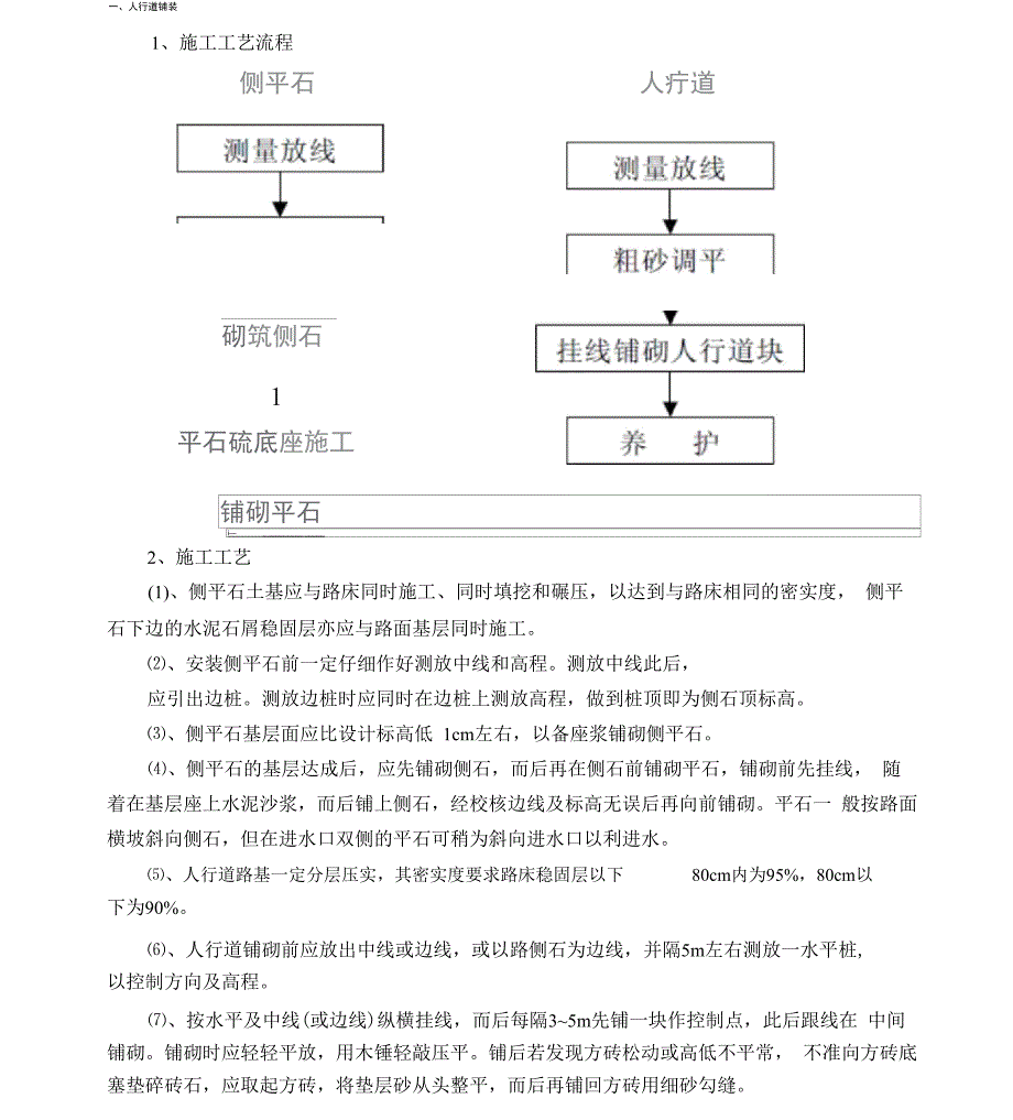 人行道铺装、混凝土路面施工方案_第1页