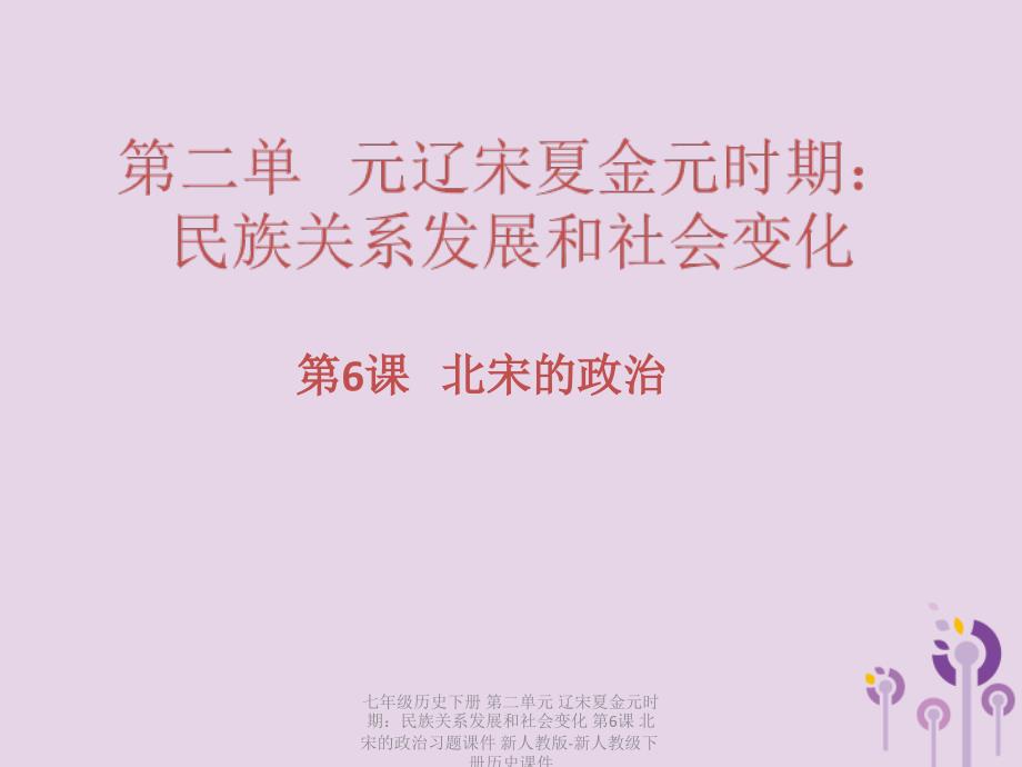 最新七年级历史下册第二单元辽宋夏金元时期民族关系发展和社会变化第6课北宋的政治习题课件新人教版新人教级下册历史课件_第1页