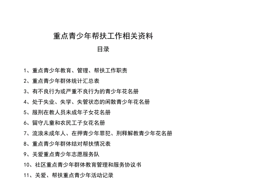 重点青少年帮扶工作资料、用表_第1页