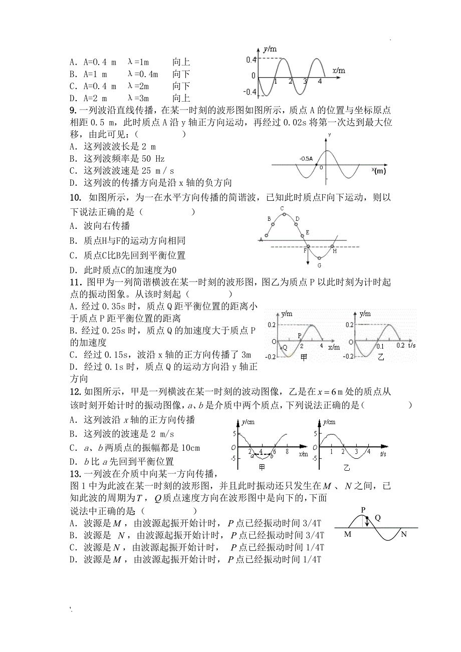 机械振动和机械波测试题_第2页