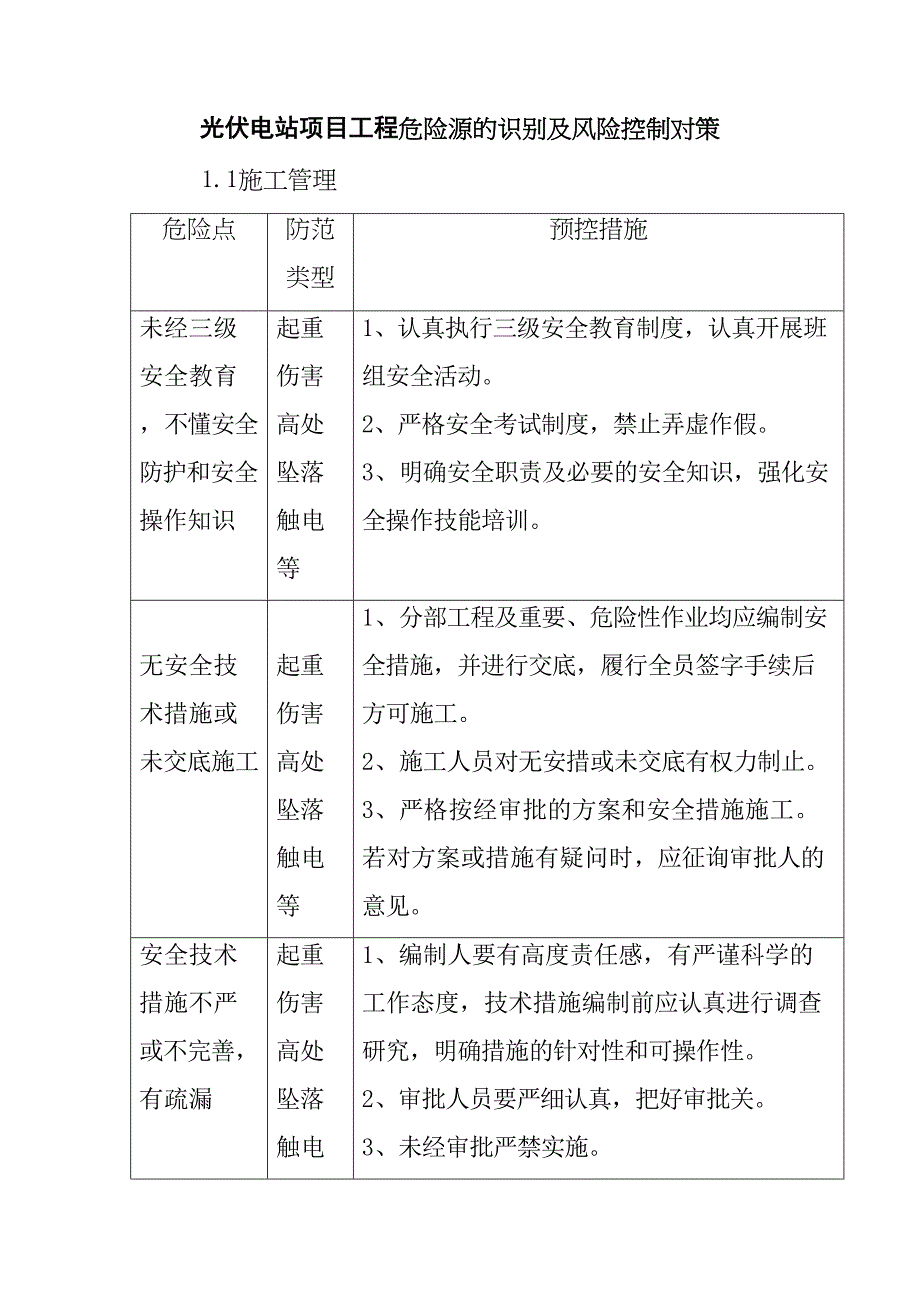 光伏电站项目工程危险源的识别及风险控制对策(DOC 28页)_第1页