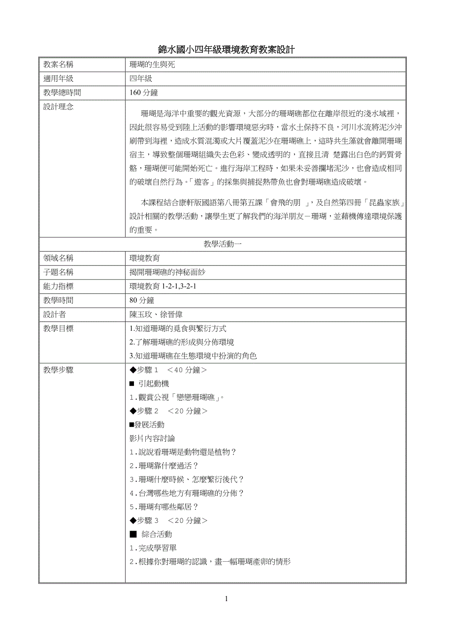 锦水国小四年级环境教育教案设计.doc_第1页