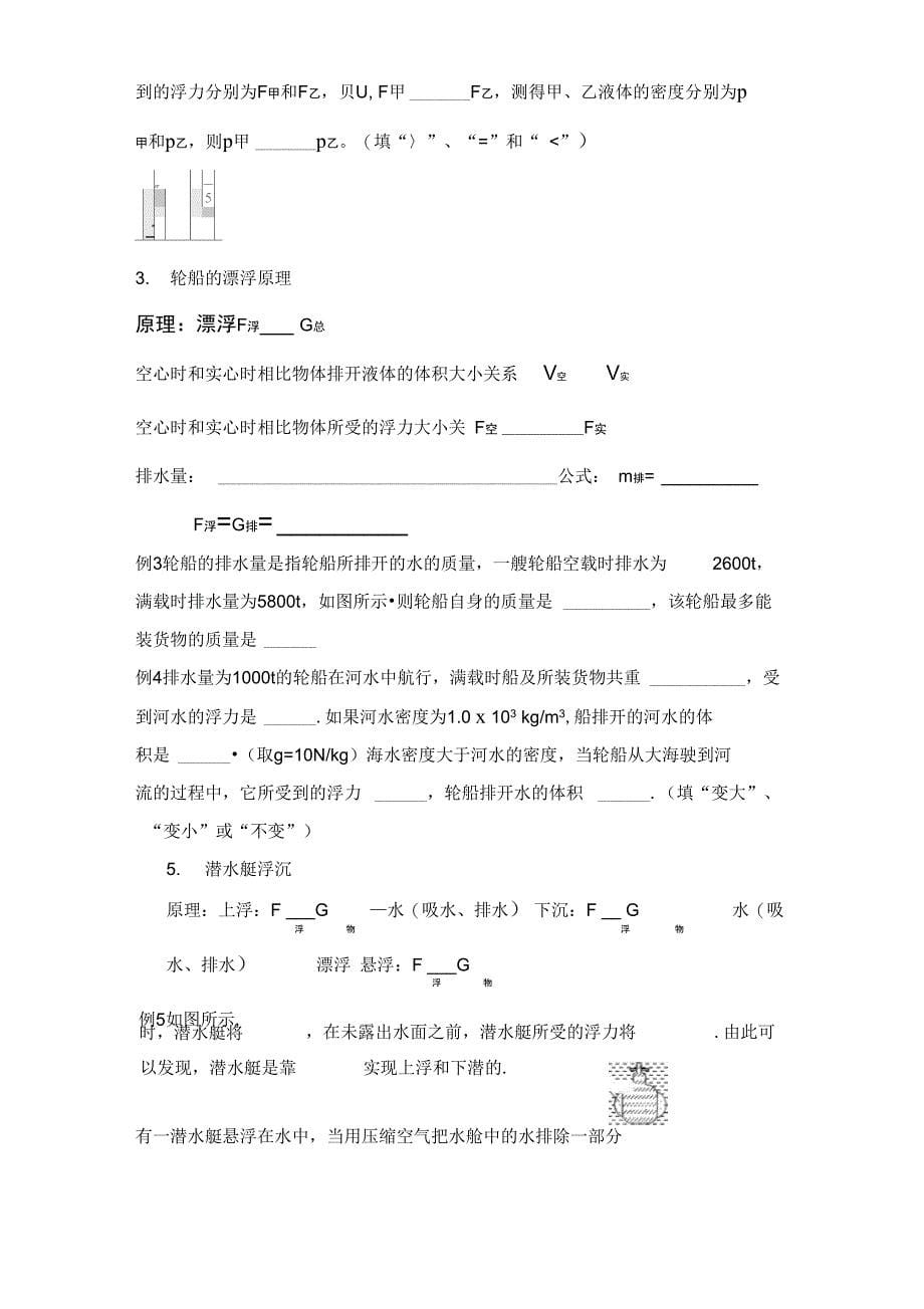 物体浮沉条件及应用学案_第5页