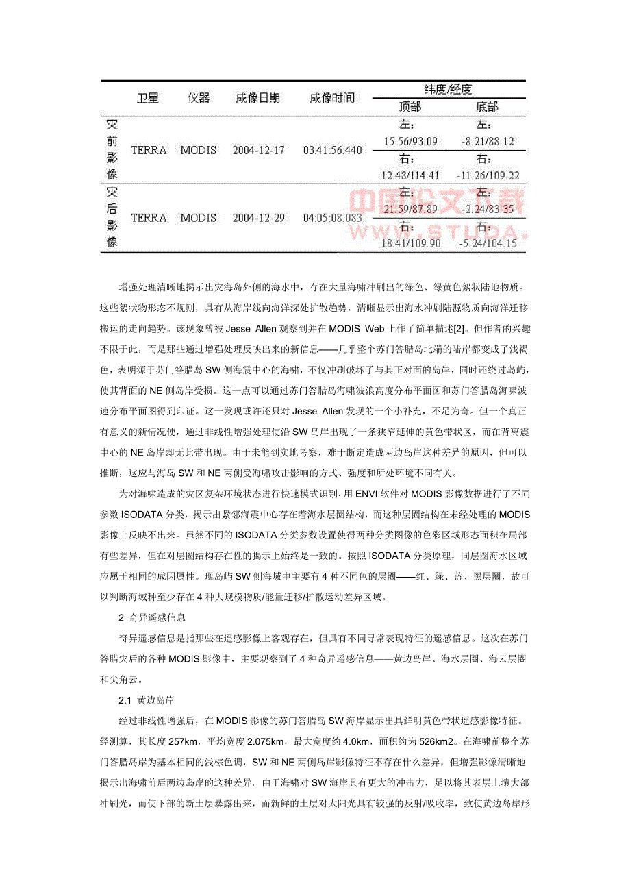 苏门答腊岛12.26海震EOS-MODIS奇异遥感信息解析.doc_第2页