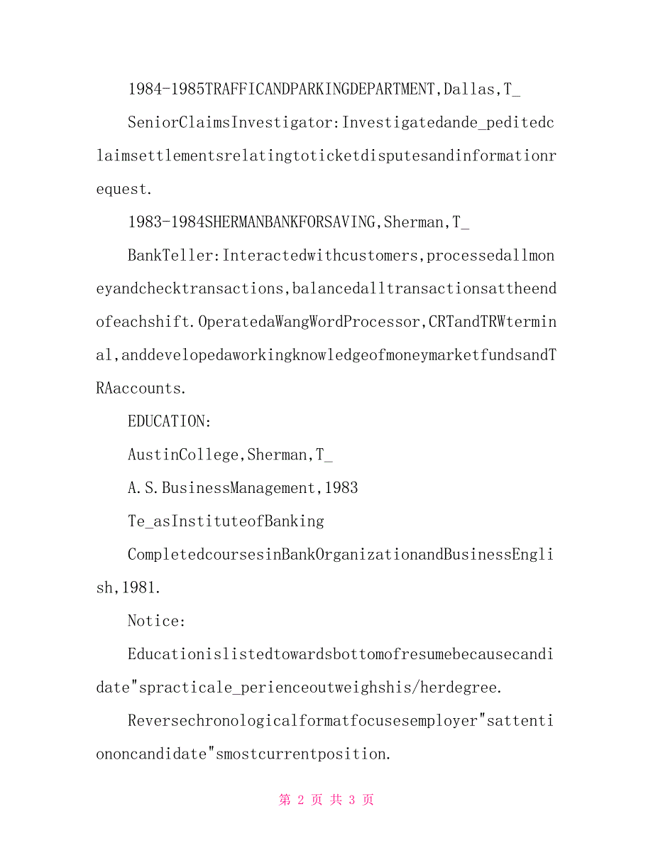 英文求职简历模板范例(销售助理)SALESASSISTANT销售助理简历模板_第2页