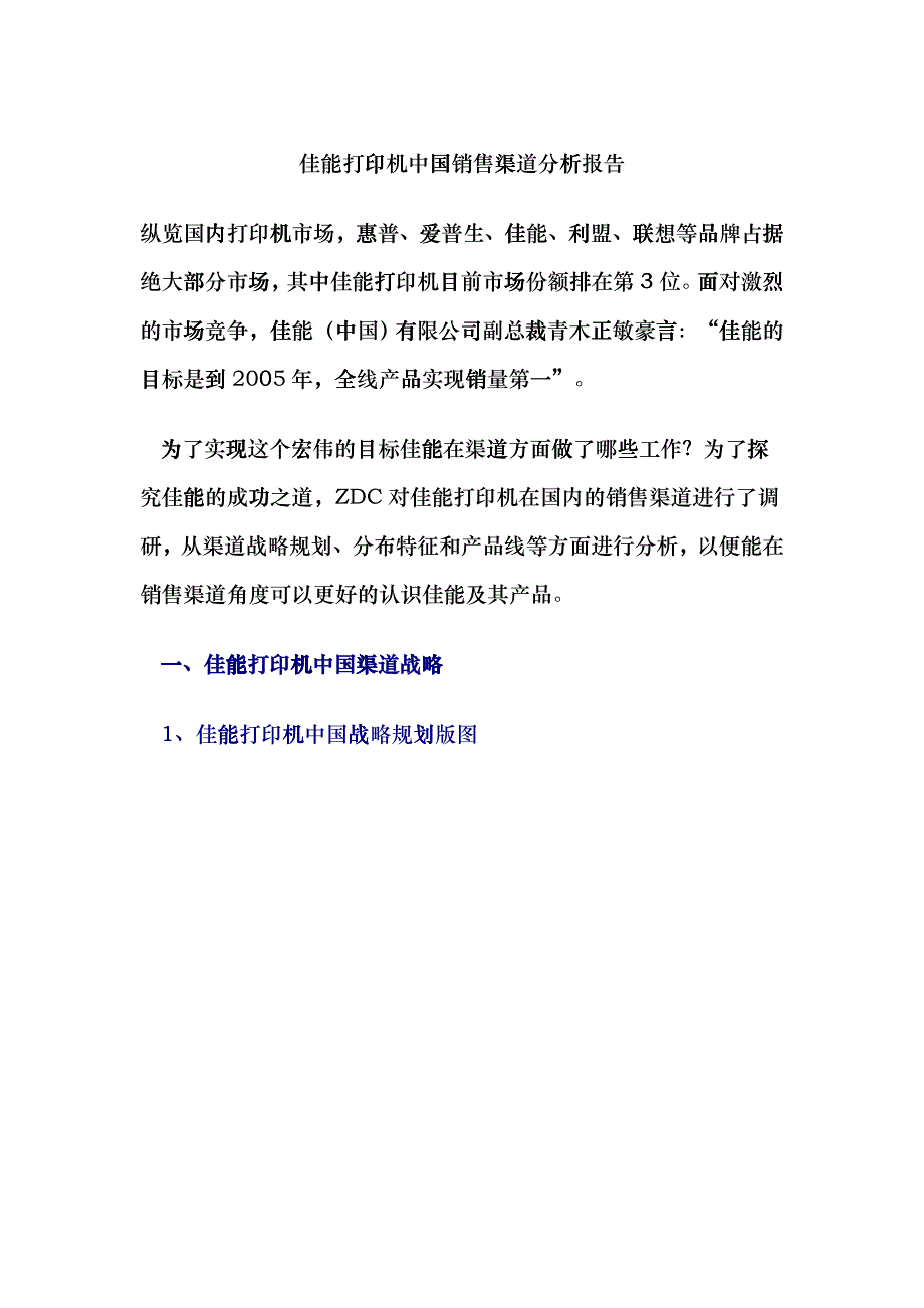 某某品牌打印机销售渠道分析报告_第1页