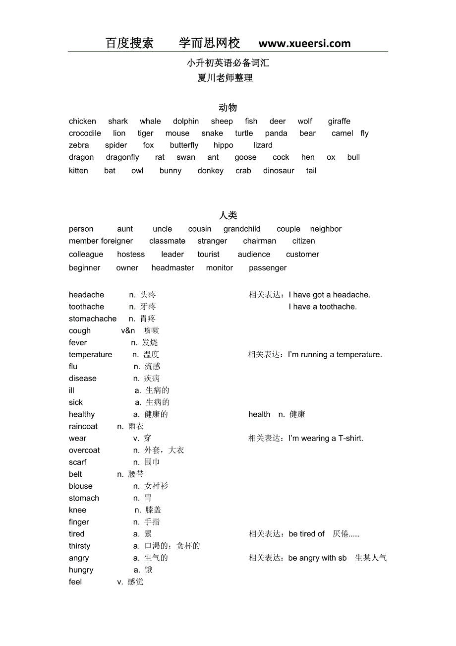 【英语】学而思网校小升初英语必备词汇.docx_第1页