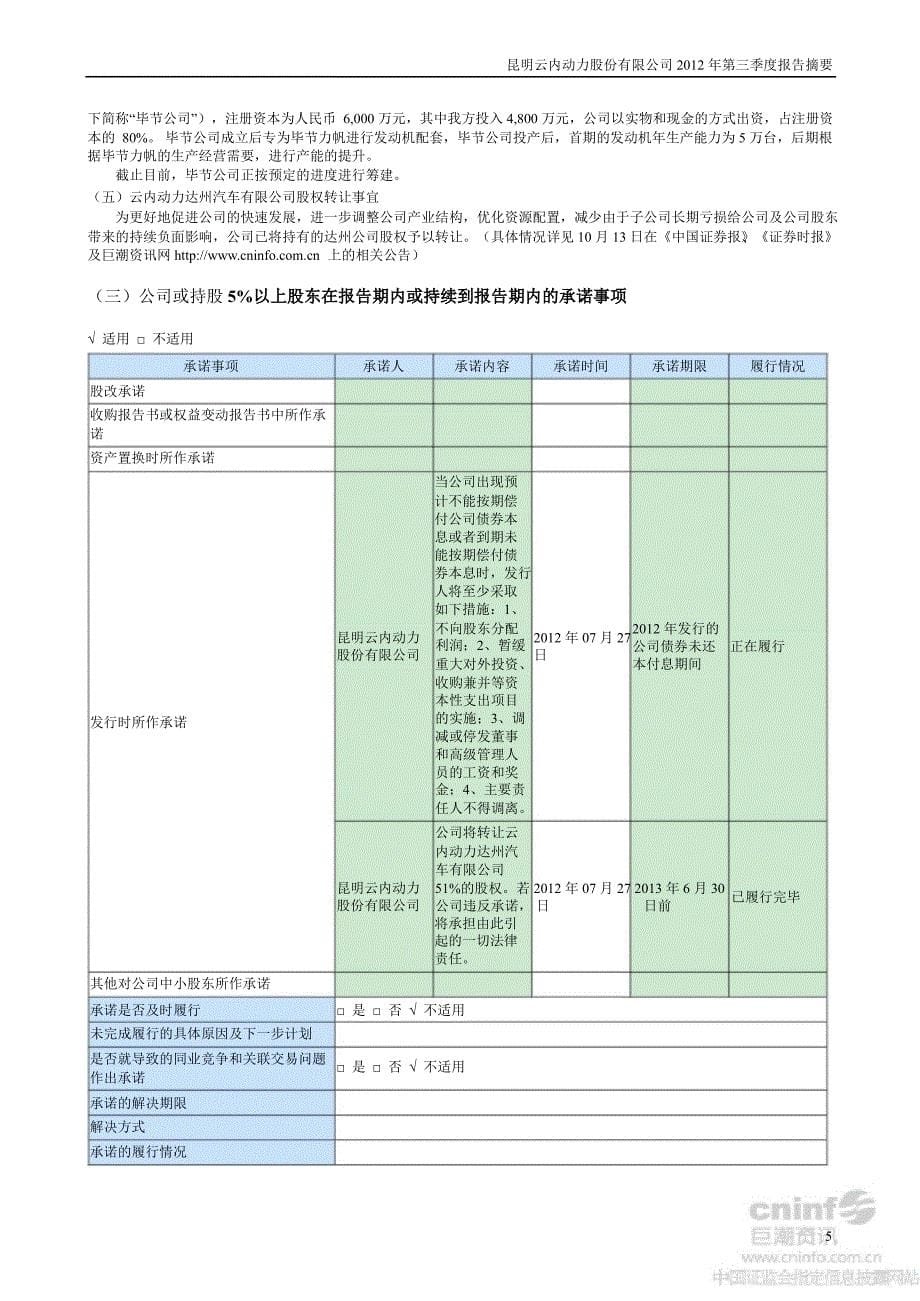 云内动力第三季度报告正文_第5页