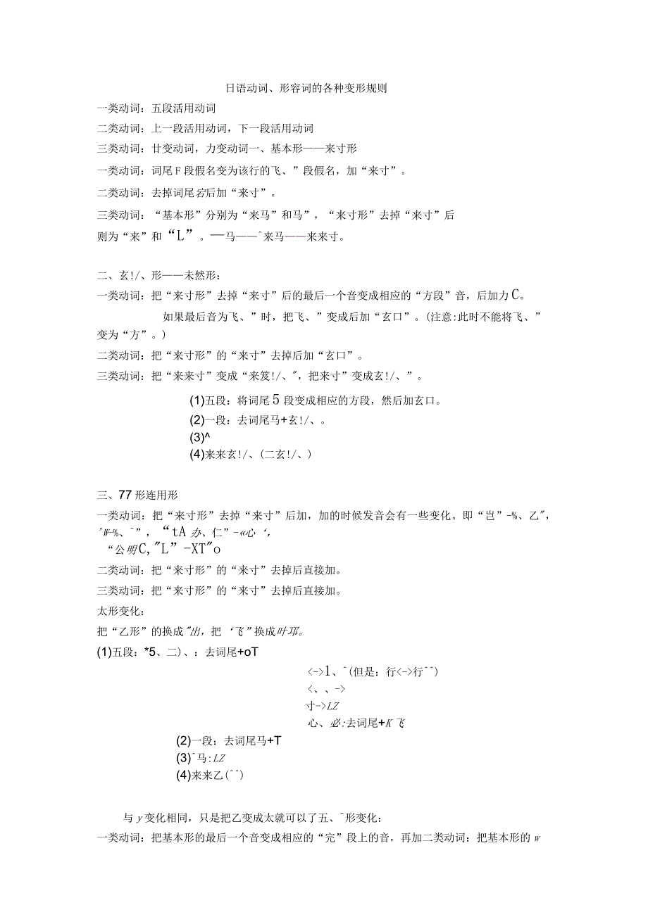 日语动词、形容词的各种变形规则_第1页