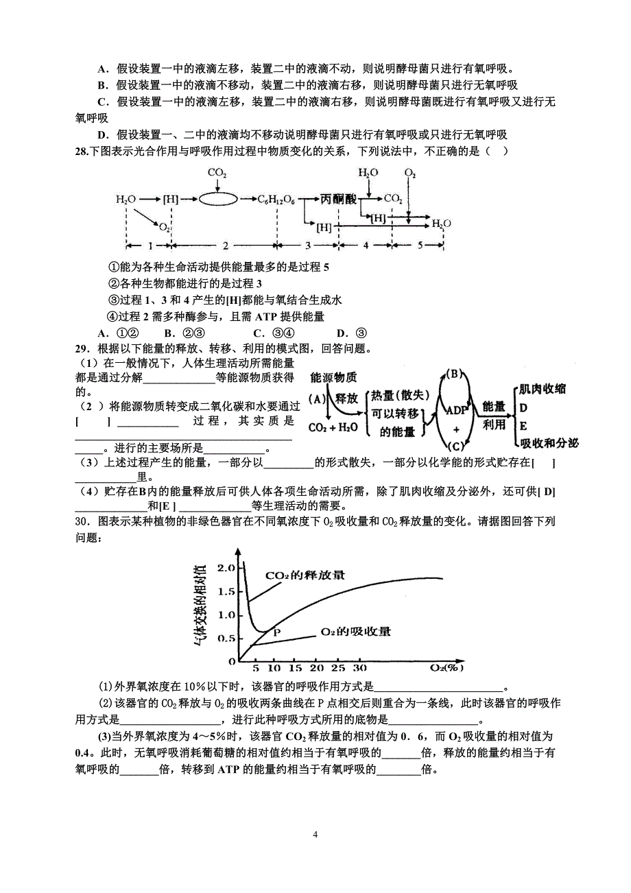 呼吸作用练习题_第4页