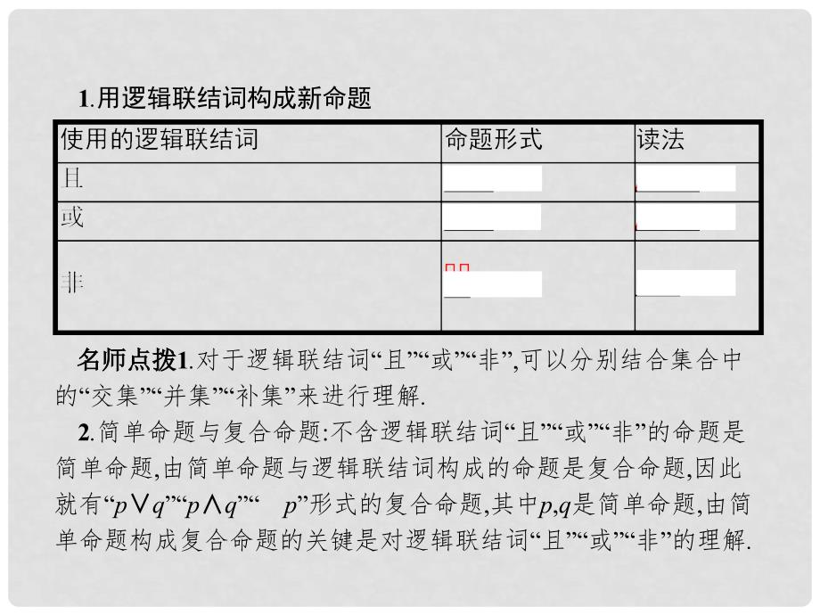 高中数学 第一章 常用逻辑用语 1.4 逻辑联结词“且”“或”“非”课件 北师大版选修11_第3页