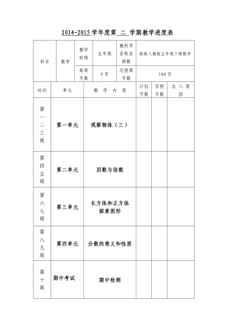 新版人教版小学五年级下册数学教案教学设计(最新精编版)_第2页