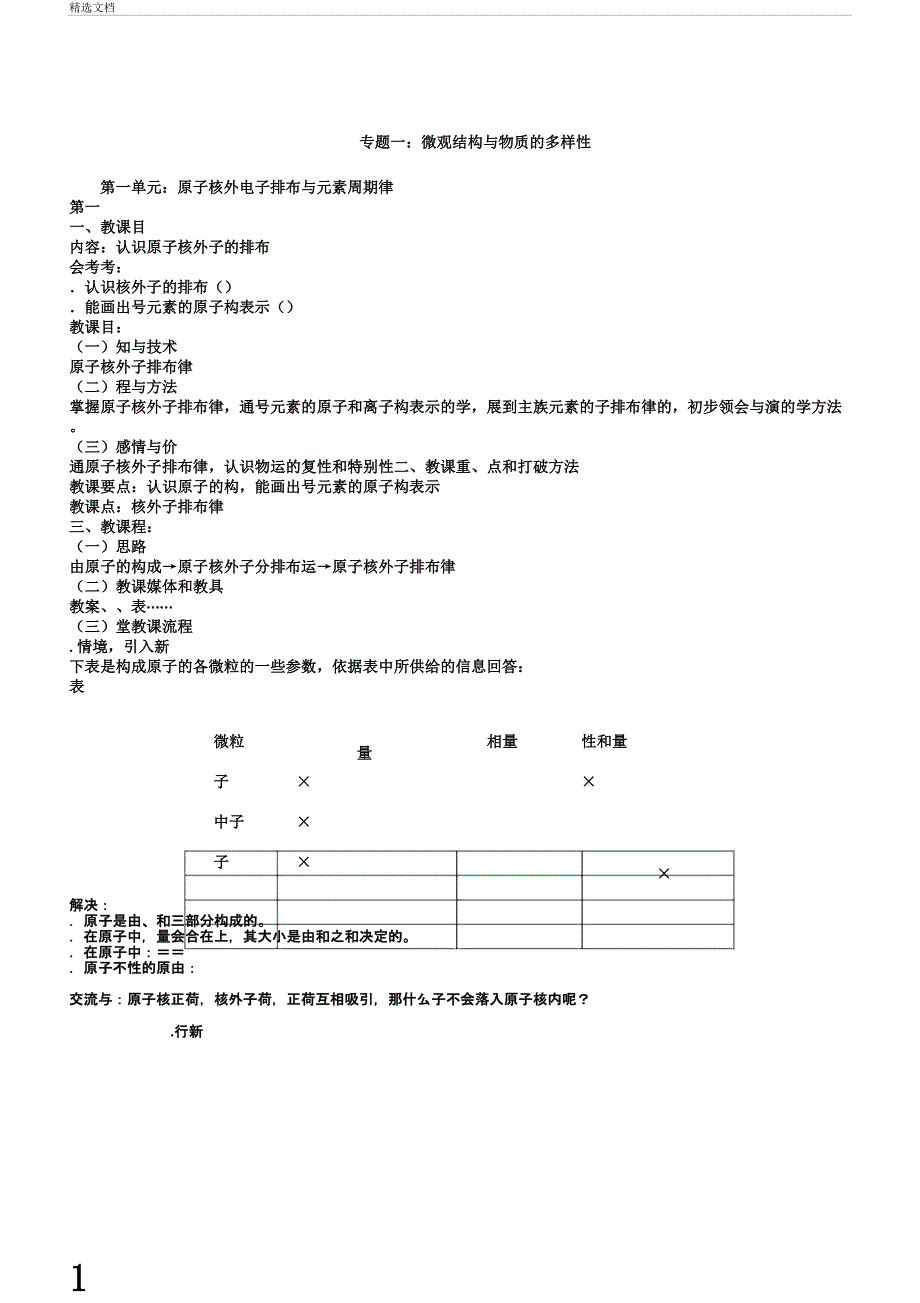 原子核外电子排布与元素周期律教案苏教版精汇教案.docx_第1页