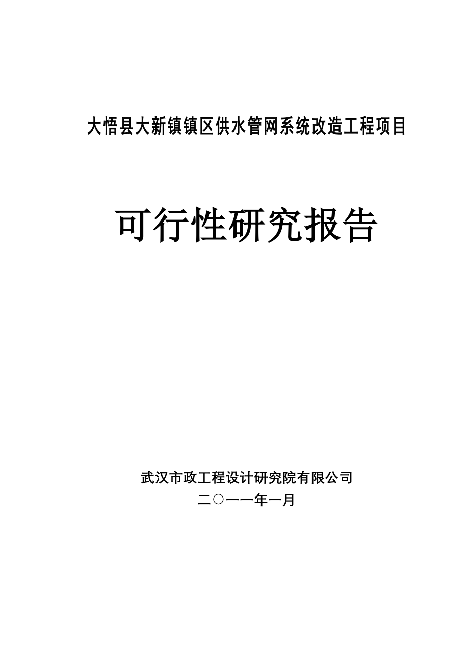 镇区供水管网系统改造工程项目可行性研究报告_第1页