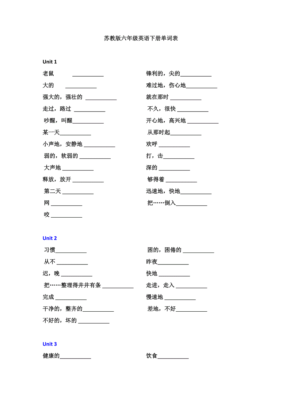 (完整版)苏教版六年级英语下册单词表(默写不用提).doc_第1页