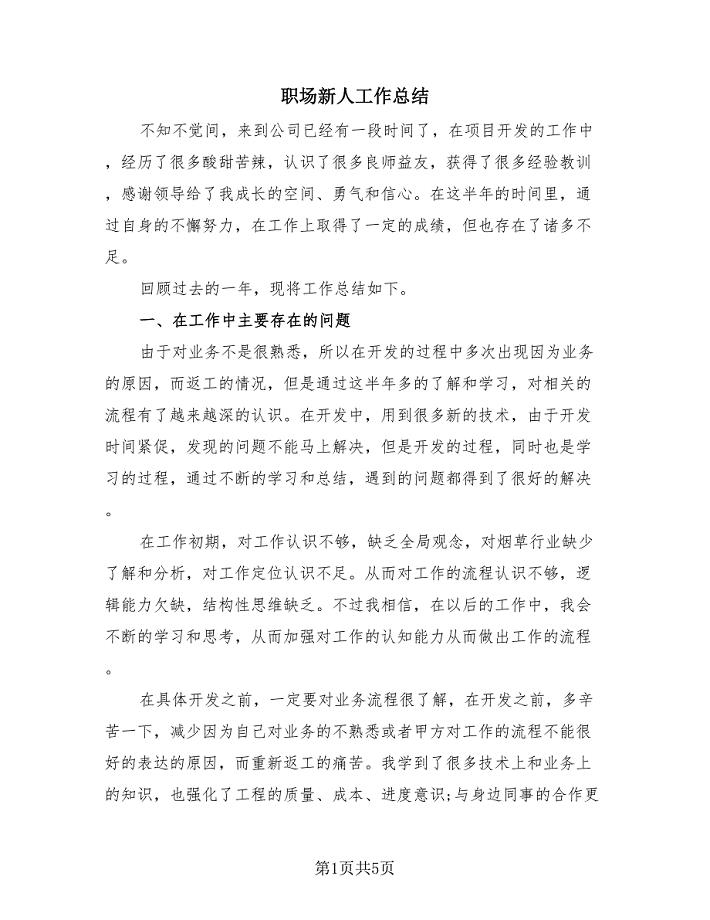 职场新人工作总结(2篇).doc